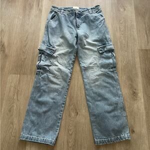 Abrand blue baggy wide leg caro denim jeans size 26